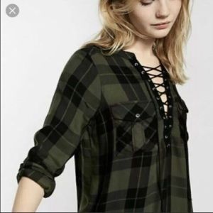 Express long sleeve flannel blouse